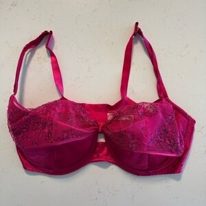 Cacique - Lane Bryant Pink Lace Trim Bra Women's Plus Size 42DDD